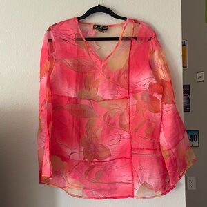 Mirasol Pink Sheer Long Sleeve Blouse
